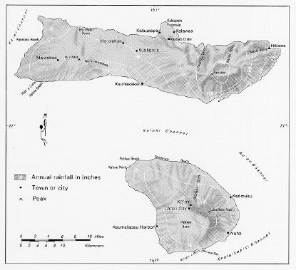 Map of Molokai and Lanai