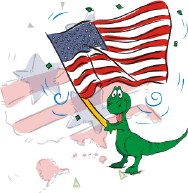 Dinosaur with American Flag
